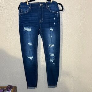 KanCan Dark Blue Distressed Skinny Jeans nwt